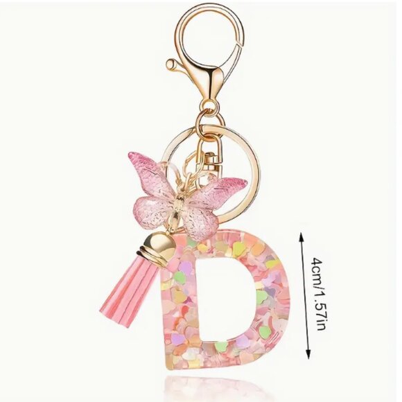 New Pink & Colorful Confetti Letter Keychains - Picture 2 of 15